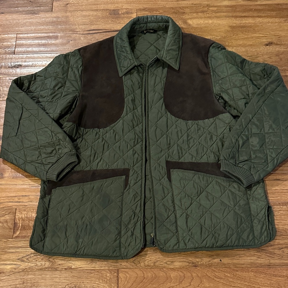 Barbour Olive and Brown Quilted Men's Jacket size XXL